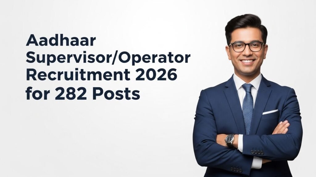 Aadhaar Supervisor/Operator Recruitment 2026 for 282 Posts